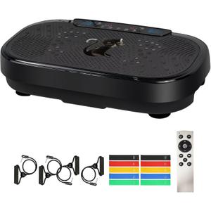 Vibration Plate Exercise Machine, 999 Levels Full Body Workout Vibrating Plate for Lymphatic Drainage Weight Loss, High-Intensity Vibration Plate with Resistance Bands Bluetooth, Max Weight 500 Lbs