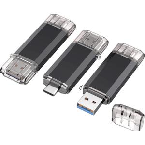 Vansuny 3 Pack 32GB USB C Flash Drive 2 in 1 OTG USB 3.0 + USB C Memory Stick with Keychain Dual Type C Thumb Drive Photo Stick Jump Drive for Android Smartphones, Computers, MacBook, Tablets, PC