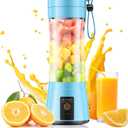 Portable Blender for Smoothies and Shakes - Personal Size Mini Blender with 380Ml Travel Cup, 6 Stainless Steel Blades for Powerful Blending, Fresh Fruit Juicer for Home/Travel