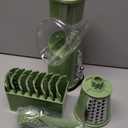 SUSTEAS Rotary Cheese Grater with Handle - Vegetable Shredder with 5 Well-designed Blades & Strong Suction Base,Round Mandoline Slicer & Food Chopper for Kitchen,with Blade Storage Box(Retro Green)