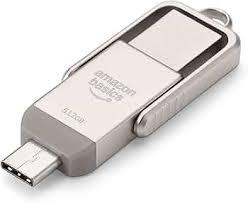 Amazon Basics 128GB USB Flash Drive, Thumb Drive Memory Stick with USB C and USB A Dual Ports, Champagne Silver