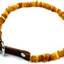 Amber Collars for Dogs & Cats - Baltic Amber Dog & Cat Collar with Adjustable Leather Strap - Raw Knotted Amber Beads (50-55cm)