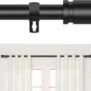 Black Curtain Rods for Windows 28 to 48 Inches, 5/8 Inch Adjustable Heavy Duty Modern Curtain Rod with Adjustable Brackets, Easy Installation with Modern Finials, Adaptable to Various Styles of Rooms