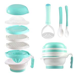 Matyz Versatile Baby Food Maker Set - Toddler Mill with Mash Bowl, Hand Masher, Citrus Juicer, Grater - Making Homemade Baby Food - Fruits and Vegetables Masher - No BPA (Mint Green)