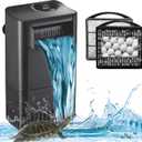 222GPH 10W Turtle Tank Filter Aquarium Filter Power Adjustable 10-40 Gal. Small Internal Filter 3-Stage Waterfall Bio-Filtration Quiet Low Water Level for Freshwater Saltwater Fish Tank Easy to Clean