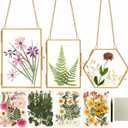Relaxing Garden Pressed Flower Craft Kit for Adults & Women, DIY Floating Double Glass Frame Kit with Real Dried Flowers, Handmade Gift Art Project for Home Dcor, Keepsake & Creative Crafts