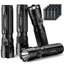 WdtPro 4 Pack LED Flashlights, Bright Flashlight with 14 AAA Batteries, Super Long Battery Life, Single Mode, High Lumens, EDC Flash Lights for Emergencies, Hurricane Supplies, Camping