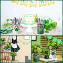 Remerry 6 Pcs St. Patrick's Day Vase Centerpiece, 3.1x4.3 Inches St. Patrick's Day Vase Bow Flower Bucket Shamrock Floral Picks Green Metal Bucket Decor for Table, Galvanized Buckets