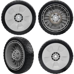CheeMuii 4 Pack HRR216 Lawn Mower Drive Wheels 2 Rear Wheels 42710-VE2-M02ZE and 2 Front Wheels 44710-VL0-L02ZB Replace for Honda HRR216 HRS216 HRT216 Lawn Mower (8 inch-Back & Front-4PCS)