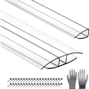 20 Pack Polycarbonate Connectors for 6 MM Panels - 6 PCS 4FT H-Channel & 14PCS 2FT U-Trim Edge Trims, Heavy Duty Panel Joiners for Greenhouse, Patio and Roof Panels