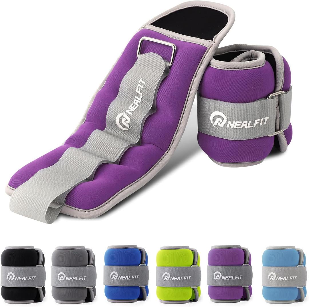 Ankle Weights for Men Women Kids, Leg Arm Wrist Weights with Adjustable Strap for Running, Gymnastics, Aerobics,Gym, Fitness (2 lbs x 2 (4LB Pair), Purple)