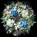 Hydrangea Wreath for Front Door Year Round, 20-22" Spring Summer Wreath with Buffalo Check Burlap Bow Eucalyptus, Handmade Decor Used for Door Porch Wall Farmhouse Holiday