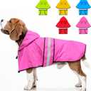 Weesiber Dog Raincoat, Waterproof Dog Rain Jacket Hooded Poncho Slicker, Lightweight Pet Rain Coat for Walking (M, Pink)