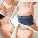 UNDER THE SEA Seamless Underwear for Women Plus Size Mid Rise Lingerie Brief Sexy No Show Panties Womens Cheeky 5 Pack (Beige, M)