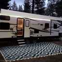 URBEST Outdoor Camping Mats Rugs Reversible Waterproof RV Deck Porch Plastic Rugs Led Illuminated Patio Mat Black-White 9x12 Feet