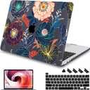 Mektron for MacBook Pro 16 inch A2141 Case 2020 2019 Release with Retina Display & Touch Bar & Touch ID, Plastic Hard Shell Cover Keyboard Skin Screen Protector Dust PlugDahlia Flowers