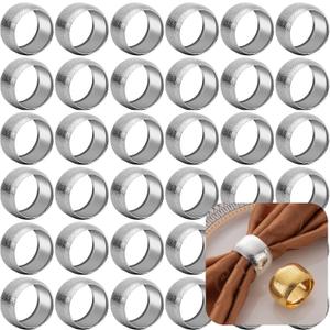 Set of 100 Napkin Rings Metal Silver Circular Napkin Ring, Napkin Rings Bulk Dinner Banquet Serviette Decor, Dining Table Setting for Thanksgiving Christmas Halloween Holiday Wedding Party