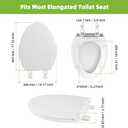 Toilet Seat Elongated with Slow Close Hinges Compatible with TOTO/Kohler/Gerber/American Standard, Universal Oval Fit, Four Bumpers Never Loosen, Two Sets Toilet Bolts and Nuts, Cotton White