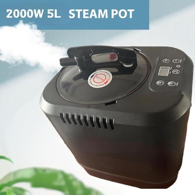 HOSOUTION 5L Sauna Steamer with Larger Volume and More Steam Output, Fcc Certified 5L & 2000W Steam Generator, Sauna Steamer Machine with Remote Control, Portable Sauna Steamer, Black