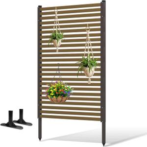 Privacy Screen with Base Feet for Outside,3ft W x 5ft H
Metal Privacy Screen Fence Panels for Outside Decorative Patio Backyard Garden,PE-Coated Steel Pipe and Slats,Dark Brown