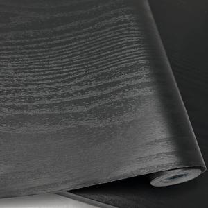 Thicken Black Wood Contact Paper Peel and Stick - 17" × 394" Vinyl Self-Adhesive & Removable Waterproof Wallpaper for Countertop Furniture, Easy to Clean