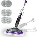 BOJUK Scrub & Steam Mop with Rotating Mop Pads, LED Headlights, 6 Scrub Pads, Large Tank, Swivel Steering, Effortless Scrubbing Hard Floor Cleaner Upgraded
