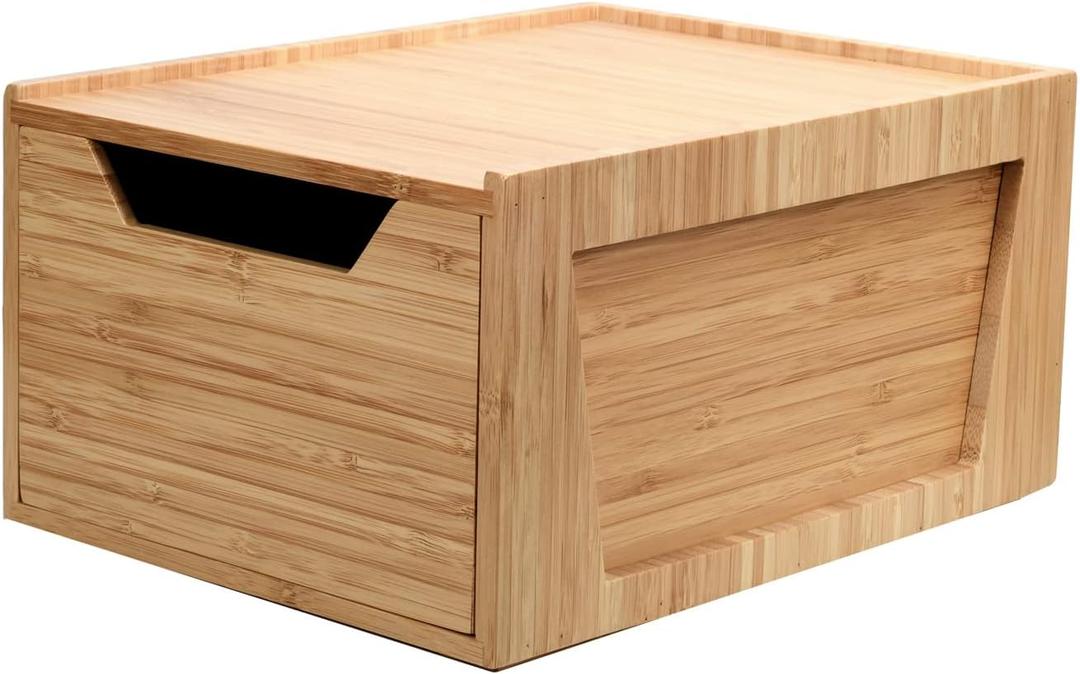 Tall Bamboo Drawer, Stackable Storage Solution for Kitchen Products, Office Supplies, or Bathroom Cosmetics & Toiletries, 12” x 9” x 6.25”