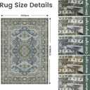 Rugland 9x12 Area Rug - Stain Resistant Washable Rug, Anti Slip Backing Rugs for Living Room, Vintage Tribal Area Rugs (TPR07-Green, 9'x12')
