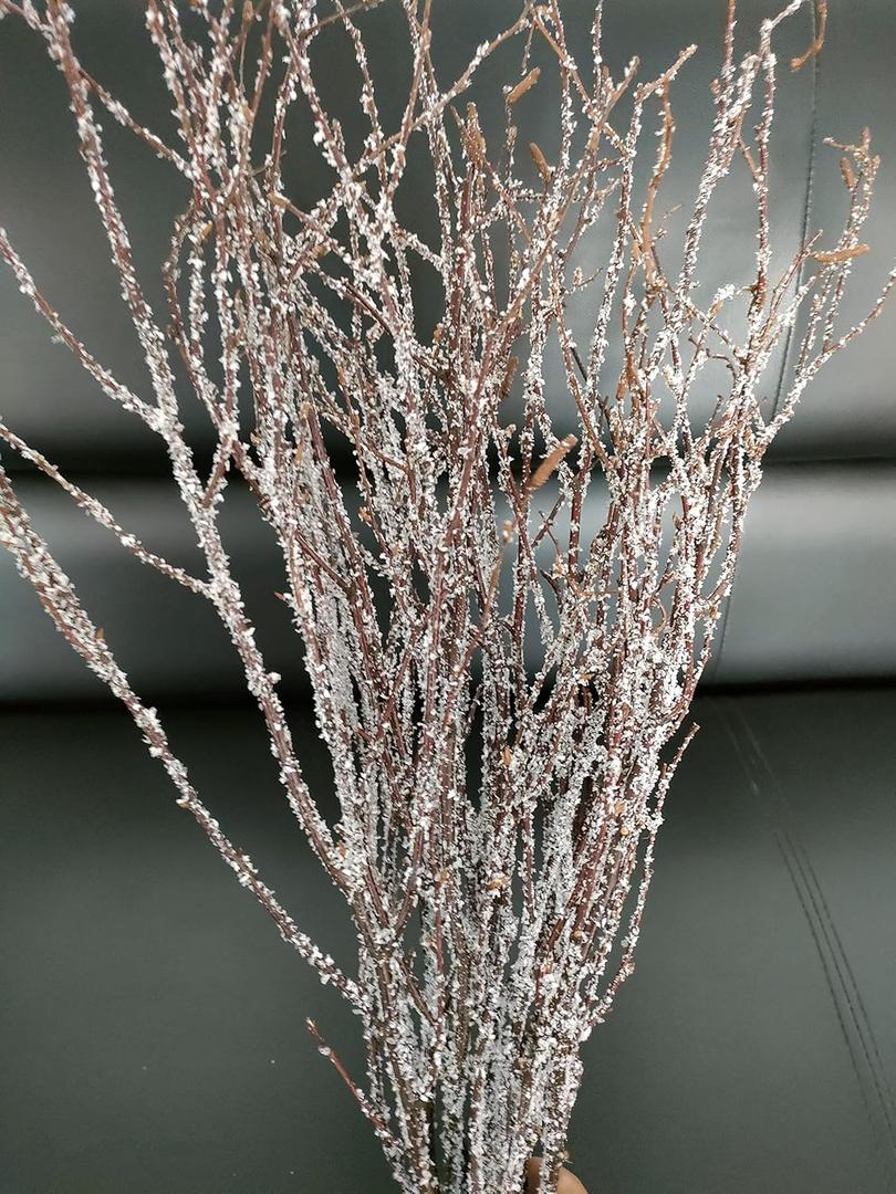 Decorative Birch Branches, 23 Inch Brich Stems for Wedding Decor,Dried Twigs for Christmas Decor (Snowflake Implant)