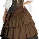 Women's Pirate Costume Retro Renaissance Cosutmes Women Layered Ruffle Viking Outfit Set (Medium)