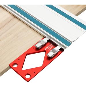 Track Saw Square Guide for Guide Rail, CNC 90 Degree Right Angle Guide with Edge Support, Compatible with Festool, Makita, and Powertec,Compact Circular Saw Accessory for Parallel Guide System (Red)