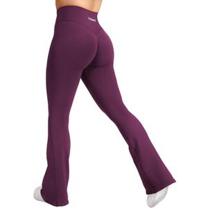 YEOREO Boost Workout Mini Flare Leggings for Women Hidden Scrunch High Waisted Seamless Gym Leggings Brinklie 30" Yoga Pants, Purple, S/M