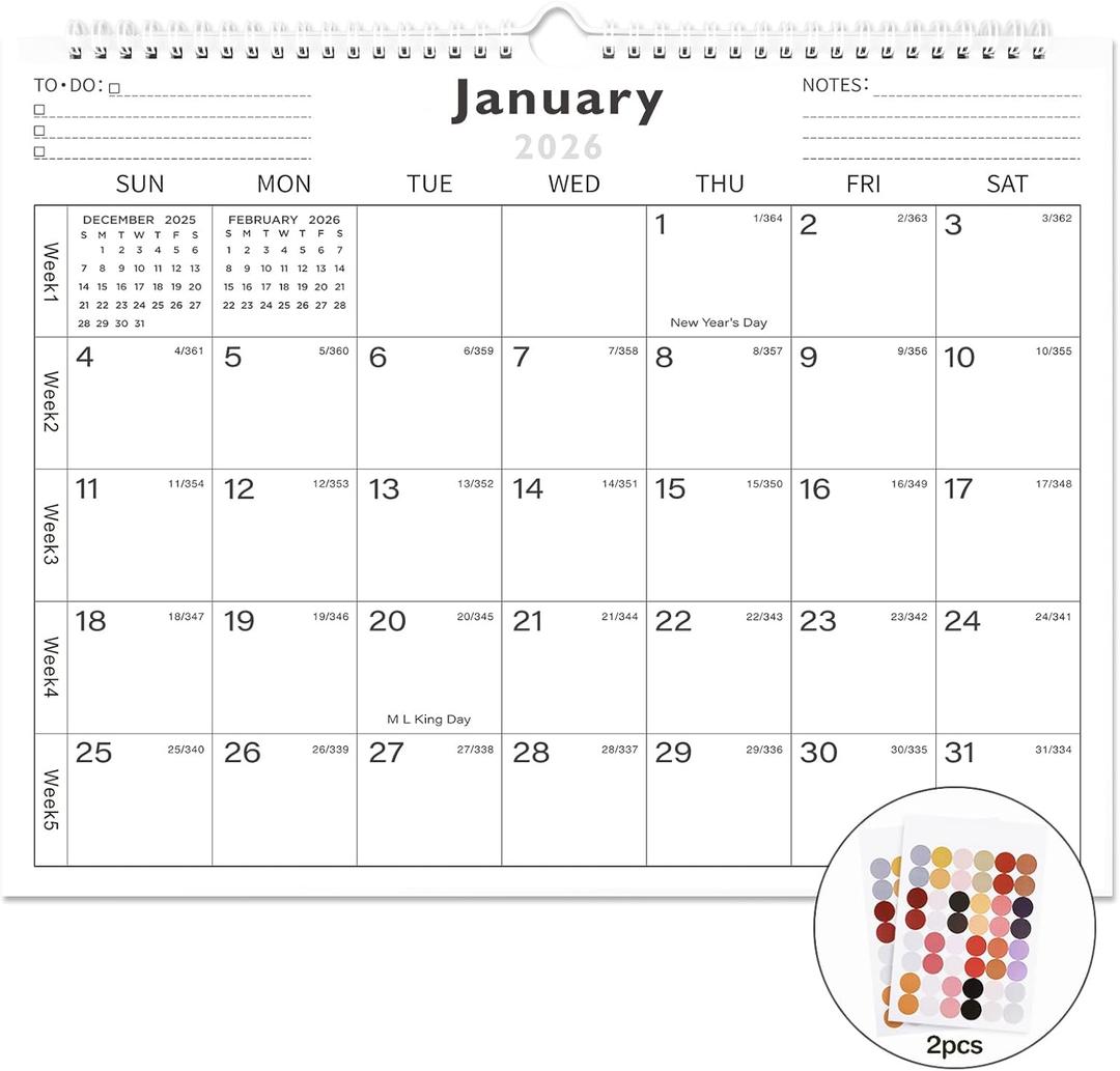 Lbylyhxc Calendar 2026 - Includes January 2026 to June 2027-18 Monthly Wall Calendar 2026-2027, 14.7 x 11.5 Inches.Thick Paper with Julian Dates and Block for New Year and Christmas Presents (wall calendar 2026-2027 simplicity)