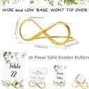 Marspark 26 Pieces Wedding Table Numbers with 26 Gold Table Holders Greenery Eucalyptus Wedding Reception Number Cards with Head Gold Seating Label for Anniversary Birthday Bridal Party