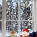 8 x 465 PCS 10 Sheet Double-Sided Christmas Window Clings, Christmas Snowflake Window Clings Stickers for Glass, Xmas Holiday Santa Claus Reindeer Snowflake Decals for Party