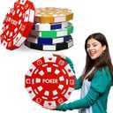 Silipull Giant Casino Decorations 15.7 Inch Large Paper Poker Chips Favor Boxes Jumbo Oversized Poker Game Theme Centerpieces for Tables Casino Birthday Party Decorations