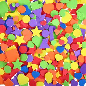 1500 Pieces Self Adhesive Foam Stickers Mini Geometry Shapes EVA Foam Stickers for DIY Art, Circle, Square, Triangle, Heart, Pentagram