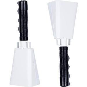 Steel Cow Bell Noise Makers: Hand Percussion Cowbells for Sporting Events - 8 Inch Large Cowbell with Handle for Football Games Cheering School Graduation Farm 2 Pcs