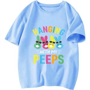 Easter Shirts for Boys Girls Toddler Kids Children Bunny Eggs Tractor Monster Truck Graphic Tees Outfit T-Shirt Top 2T-7T (Blue)