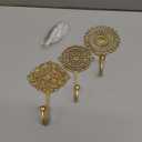 IndianShelf 3 Handmade Boho Brass Decorative Wall Hooks, Vintage Unique Gold Hooks for Hanging Keys, Towels, Bags, Coats- Shabby Chic Wall Mounted Coat Rack for Home Dcor Entryway Bedroom Living Room