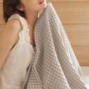 Bedsure 100% Cotton Throw Blanket for Spring Summer, Ultra Soft Waffle Weave Linen Blanket for Couch Sofa Chair, Thin Lightweight Breathable Bedding Gifts for Women, Men, Teens, 50"x70"