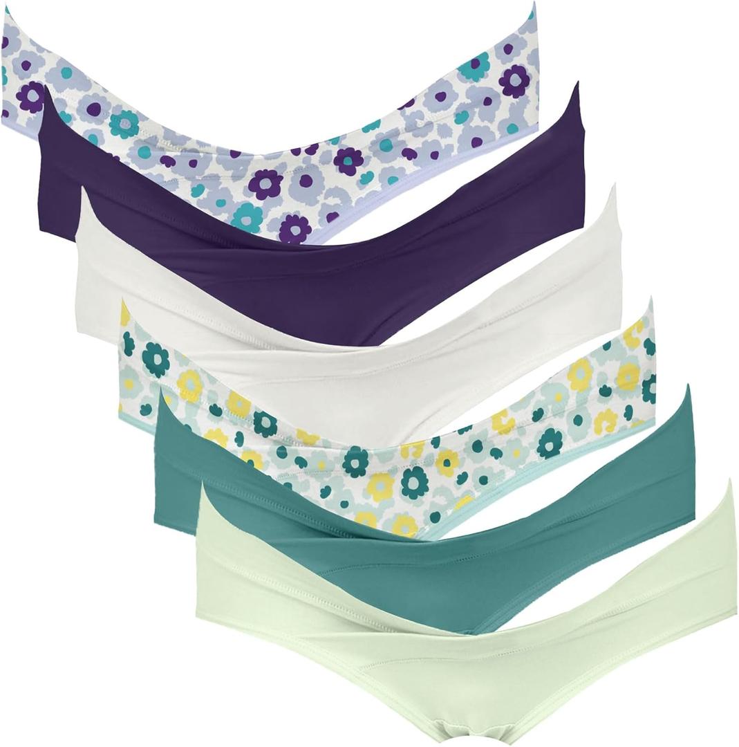 Intimate Portal Maternity Underwear | Pregnancy Postpartum Panties | Under the Bump Bikinis (Large, 6-pk Botane)