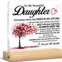 Daughter Gifts From Mom Mother Dad Father, Keepsake Gift for Daughters Birthday Graduation, to My Beautiful Daughter Acrylic Sign Home Desk Decor