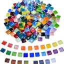 1100pcs Mixed Colors Glass Mosaic Tiles, DIY Mosaic Tiles for Crafts, 2.2lbs Crystal Stained Glass Tiles, Children Handmade DIY Art Craft Projects for Home Decoration