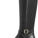 Women's Knee High Boots Round Toe Chunky Block Heel Comfortable Long Tall Boots for Women Side Zipper Elastic Casual Fashion Riding Boots (7, Black)