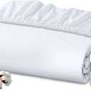 Royale Linens 100% Organic Cotton Fitted Sheet - Percale Weave - Super Soft Deep Pocket Bottom Sheets - White Elastic Sheet King Size - King Fitted Sheets Only - (78"x80"+15", White)