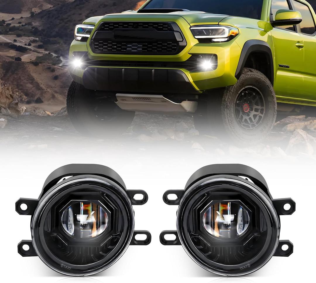 OPP ULITE Tacoma Led Fog Lights for Tacoma 2016-2022, 2014-2022 4Runner, 2014-2019 Tundra, 2007-2014 Camry, 6500K 60W Plug N Play 4.5inch Waterproof Driving Fog Lights Assembly Kit, 2PC Pack