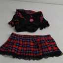 ADOME Lingerie for Women Sexy Schoolgirl Costume 0utfit Lingerie Set Lace Student Cosplay Roleplay with Top and Mini Skirt (Medium, Dark Red)