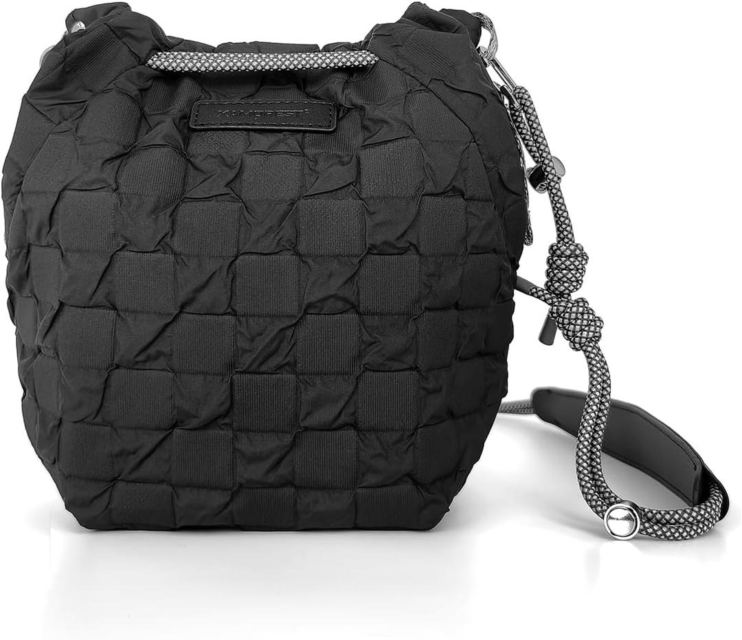 Drawstring Small Camera Bag, Soft Cute Camera Pouch Handbag Compatible with Mirrorless CamerasBlack
