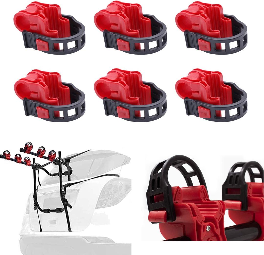 6Pcs/Set Bike Rack Hitch Mount Bicycle Car Bike Rack Strap Replacement Cradles Cargo Carrier Spare Hooks with Rubber Straps Car Racks Accessories 1-1/4"&2" Truck Hitch Red&Black